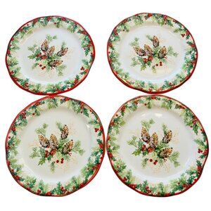 Southern Living Dillards Handcrafted Italy Christmas Dessert Plates Set of 4